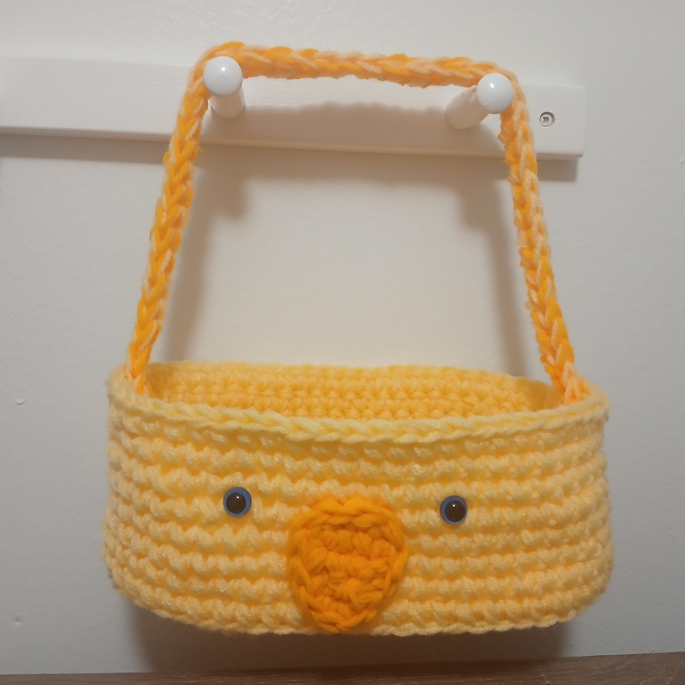 Yellow Duck Crochet Basket for Kids